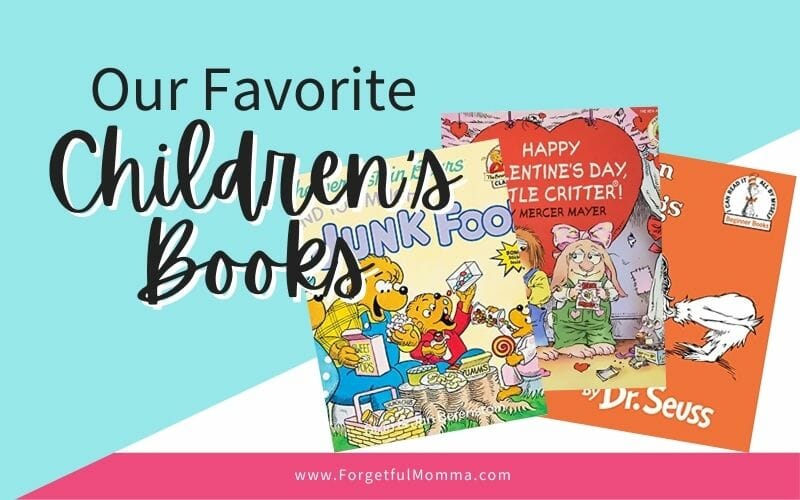 Our Favorite Children's Books social media image with children's book covers and text overlay