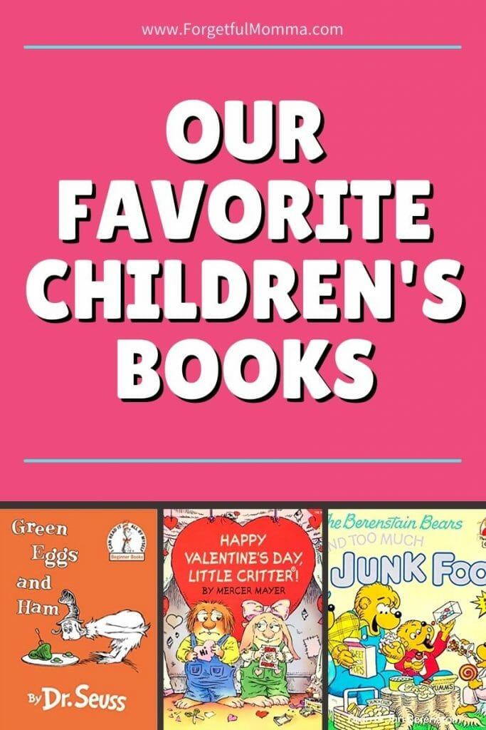 Our Favorite Children's Books pinterest pin with children's book covers and text overlay