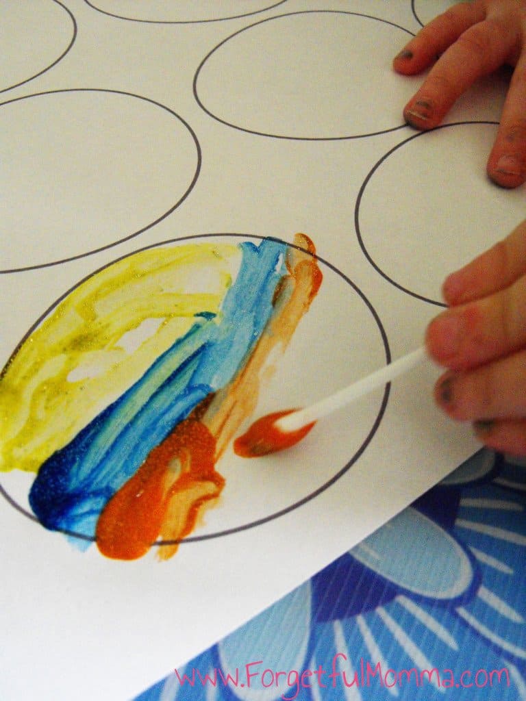 Q- Tip Painting - Easter Eggs