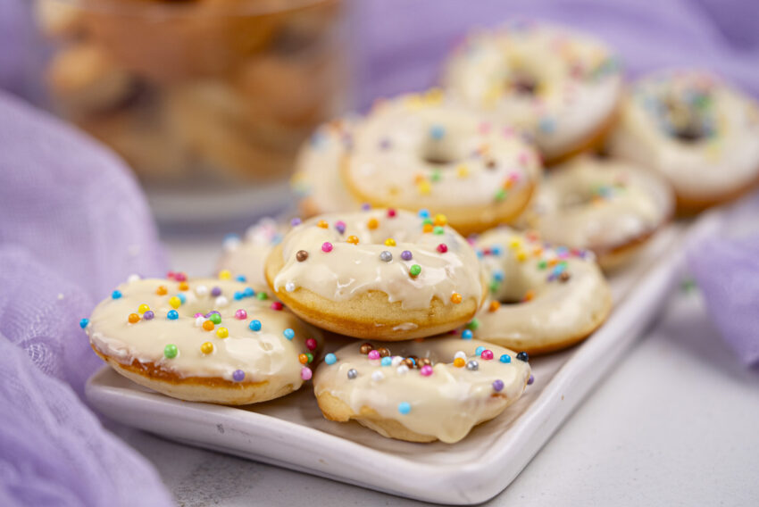 Close-up view of these donuts ready to eat