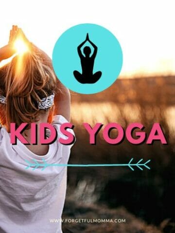 child doing yoga with Kids Yoga A Starter Bundle Just for Them text overlay