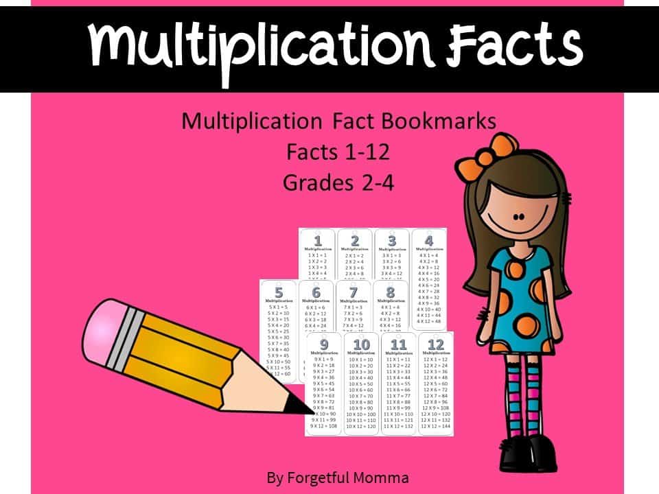Multiplication Bookmark style Flashcards