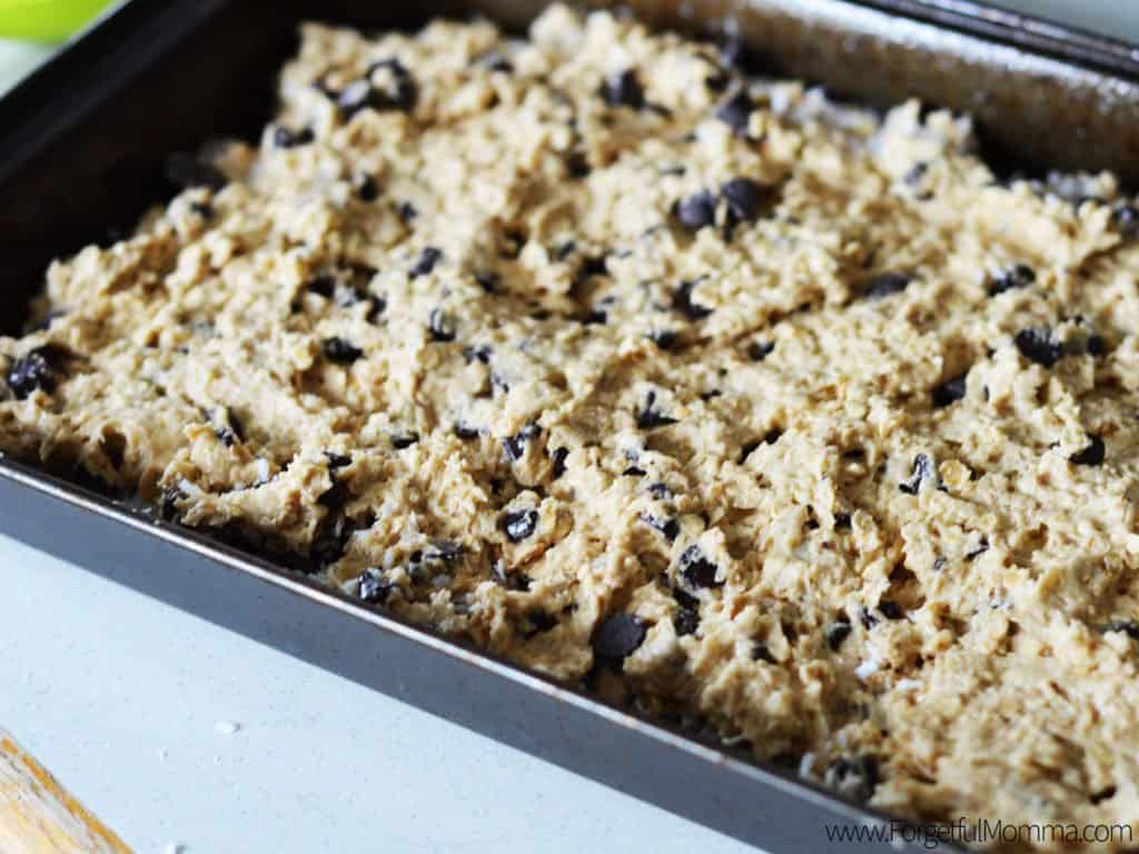 Chocolate Chip Coconut Bars before topping