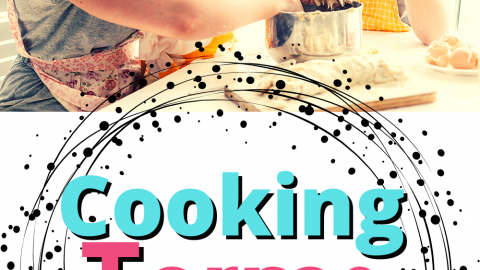 Cooking Terms for Kids - kids cooking with text overlay