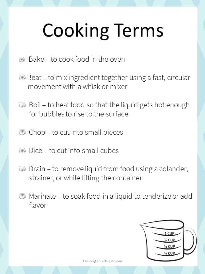 Kids in the Kitchen - Measuring and Cooking Terms