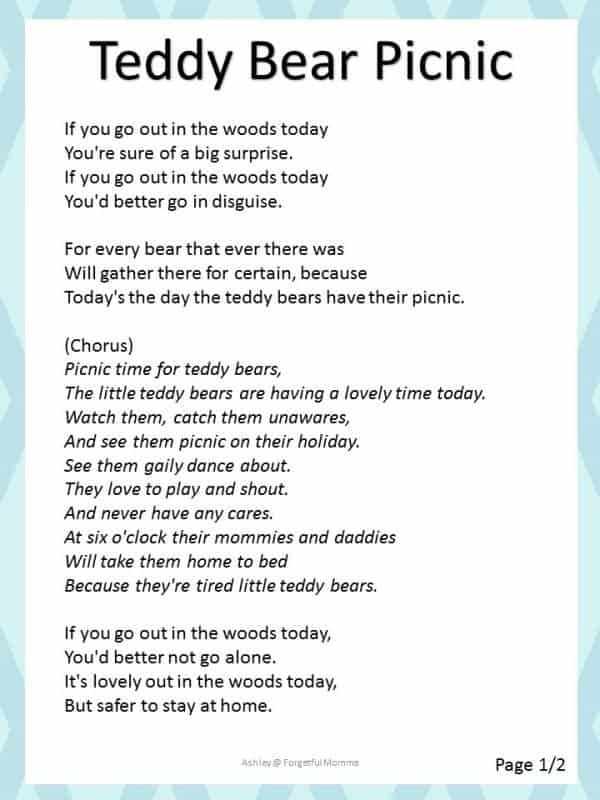 Kids in the Kitchen Teddy Bear Picnic