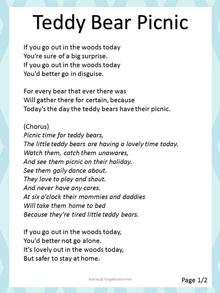 Kids in my Kitchen: teddy bear picnic Song