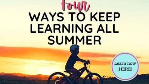 child riding bike with text overlay