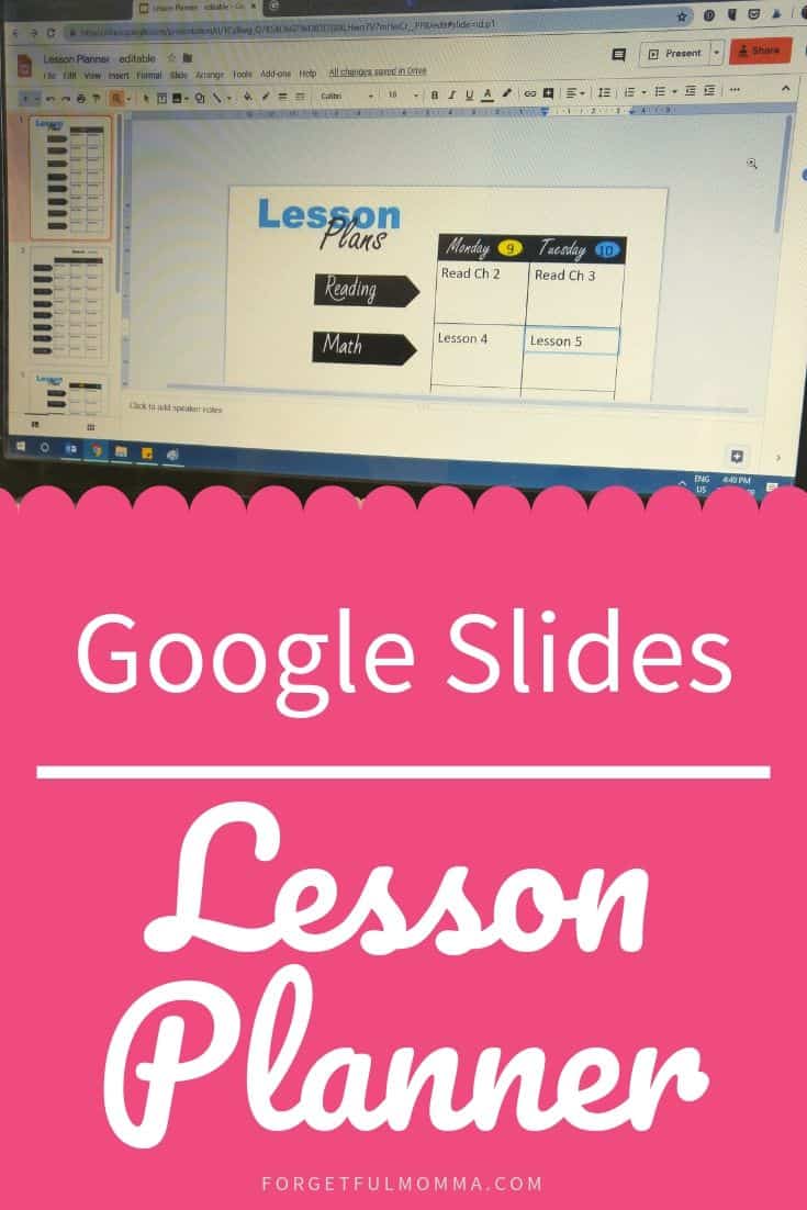 Google Slides Lesson Planner