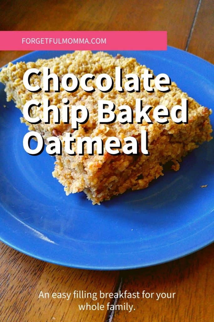 Chocolate Chip Baked Oatmeal on a blueplate