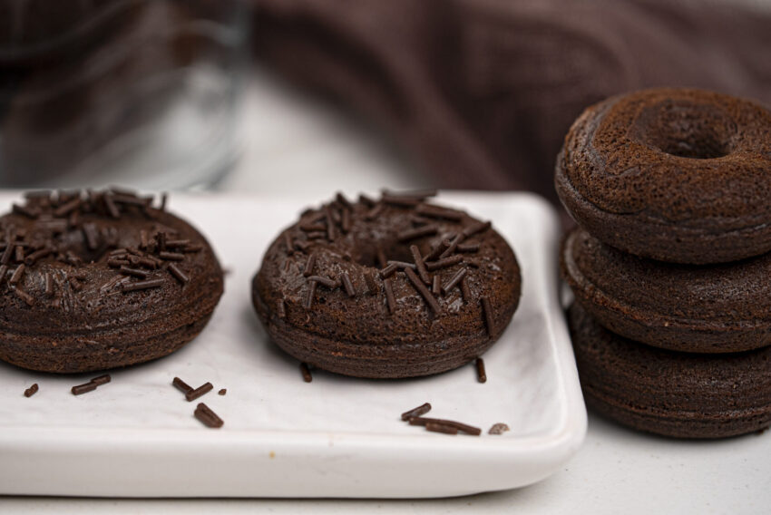 These chocolate donuts are delicious with sprinkles