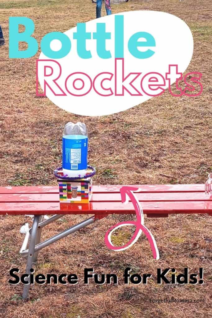 Bottle Rockets Science Experiment for kids - bottle on bench