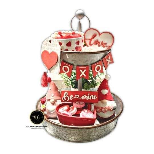 Valentine's Day Decor for Your Homeschool Room - Tiered tray