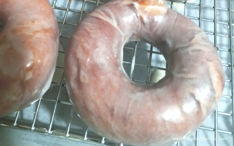 Homemade Glazed Donuts - glazed drying on donuts