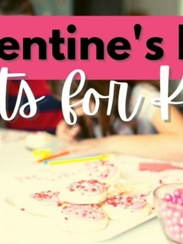 Valentine's Day gifts for Kids - kids making cookies with text overlay