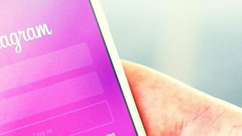 Digital Portfolio Pinterest image of person using Instagram with text overlay