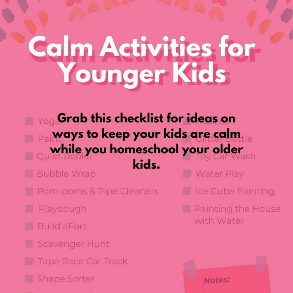 Calm Activities for Younger Kids checklist image
