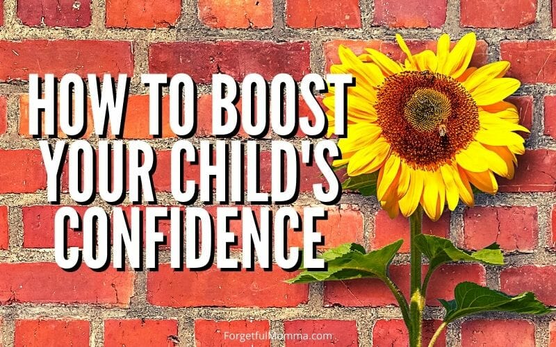 How to Boost Your Child's Confidence social media image of a sunflower against a brick wall with text overlay
