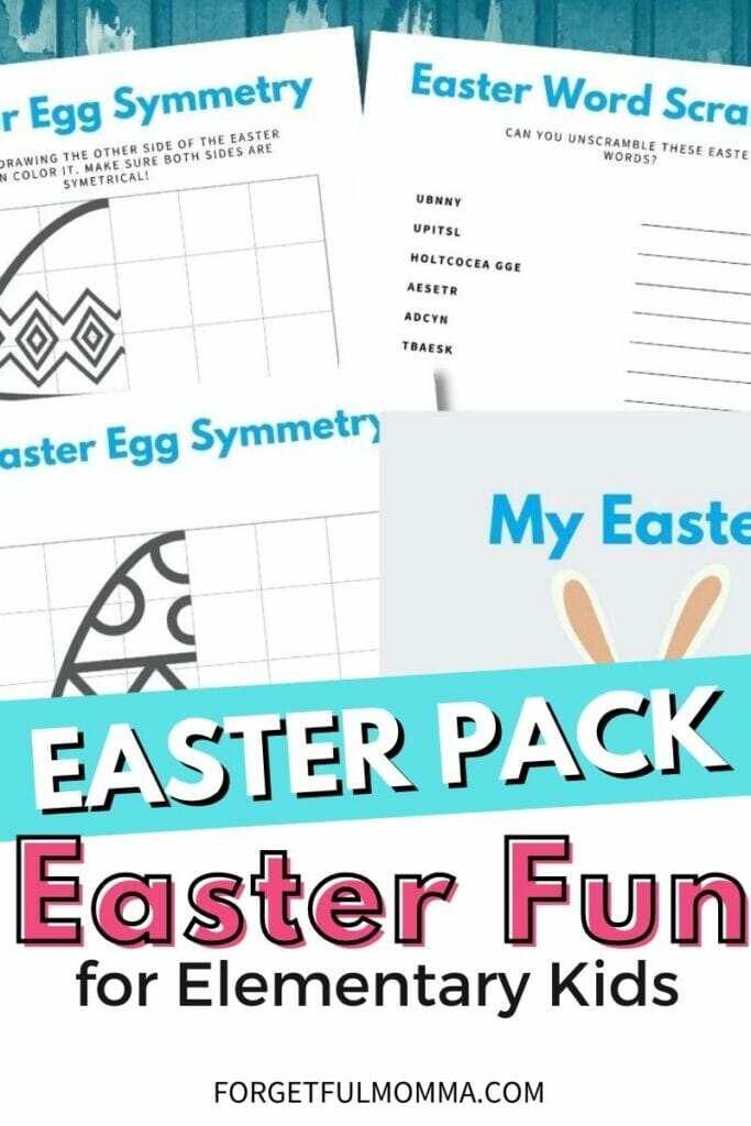 Sample pages of Easter fun pack for text overlay