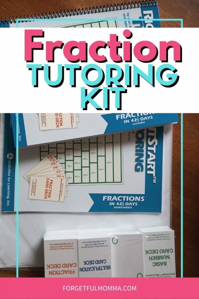 RightStart Math - Math Tutoring Fractions Kit laid out to view with text overlay