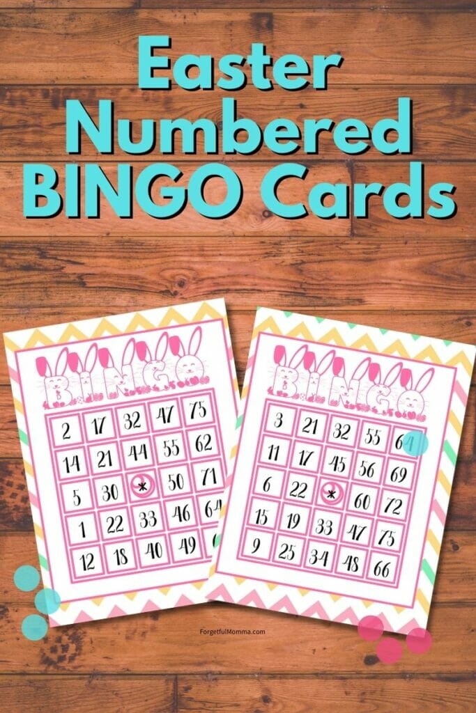 two easter bingo cards with text overlay