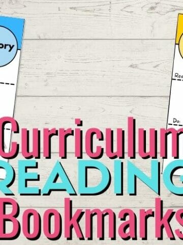 curriculum bookmark samples on white background with text overlay