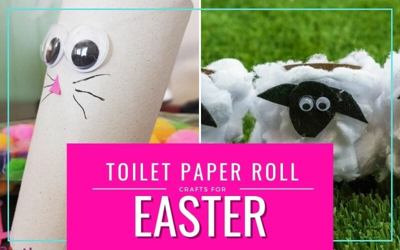 multiple Easter craft photos with text overlay