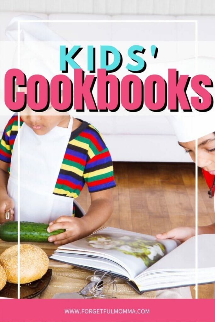 kids cooking together and looking at a cookbook