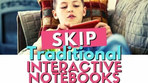 child laying back on sofa with tablet, text overlay