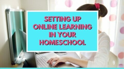 girl working on school on computer at desk