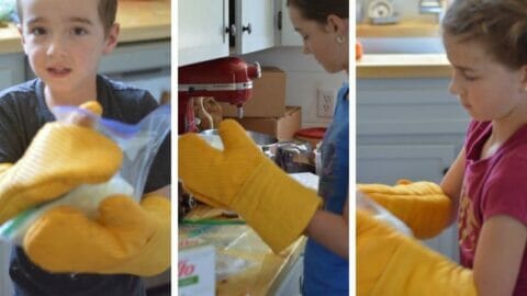 kids making ice cream in a bag