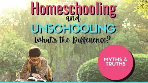 child reading outside with text overlay