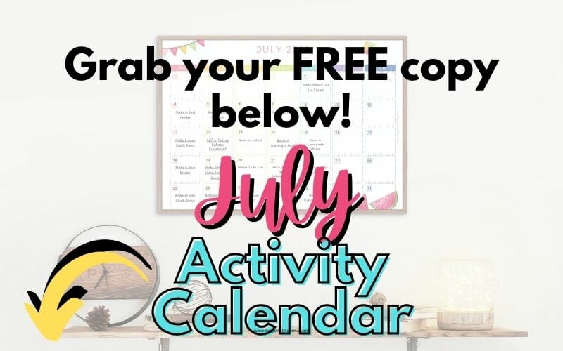 July Activity Calendar Mockup with text overlay