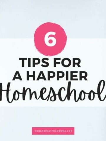 meal planning boxes with 6 Tips for A Happier Homeschool text overlay
