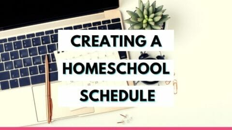 laptop, plant, and planner on desk with text overlay