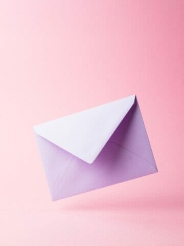 envelope with pink background