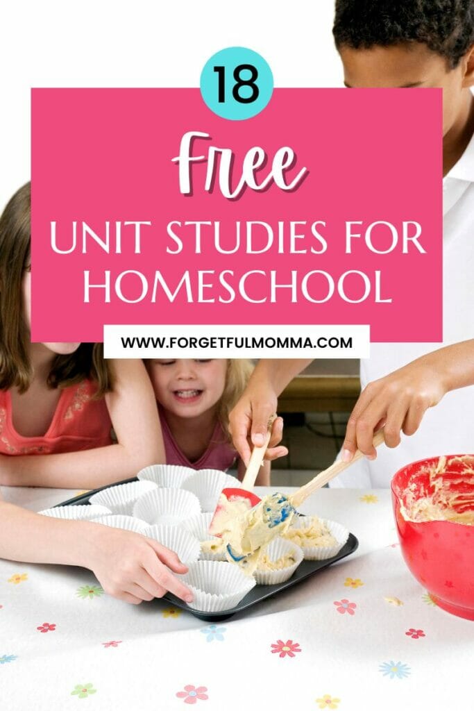 children working on project with Free Unit Studies for Homeschool text overlay