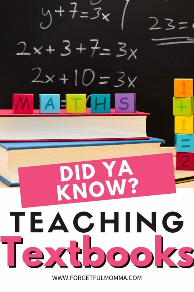 math supplies with Did You Know This About Teaching Textbooks text overlay