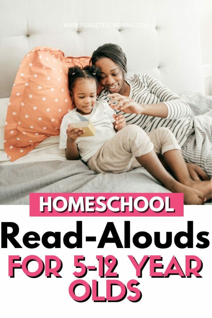 mom reading to child with Homeschool Read-Alouds text overlay