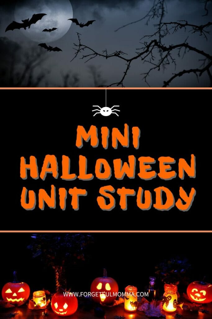 halloween pictures with Mini Halloween Unit Study text overlay