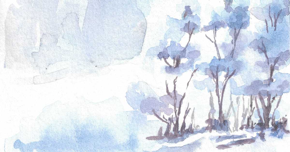 snowy forest painting