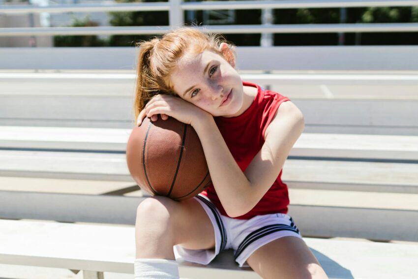 Girl at basketball summer camp