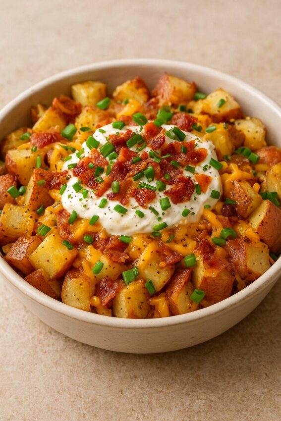 Loaded baked potato salad with all the fixings.