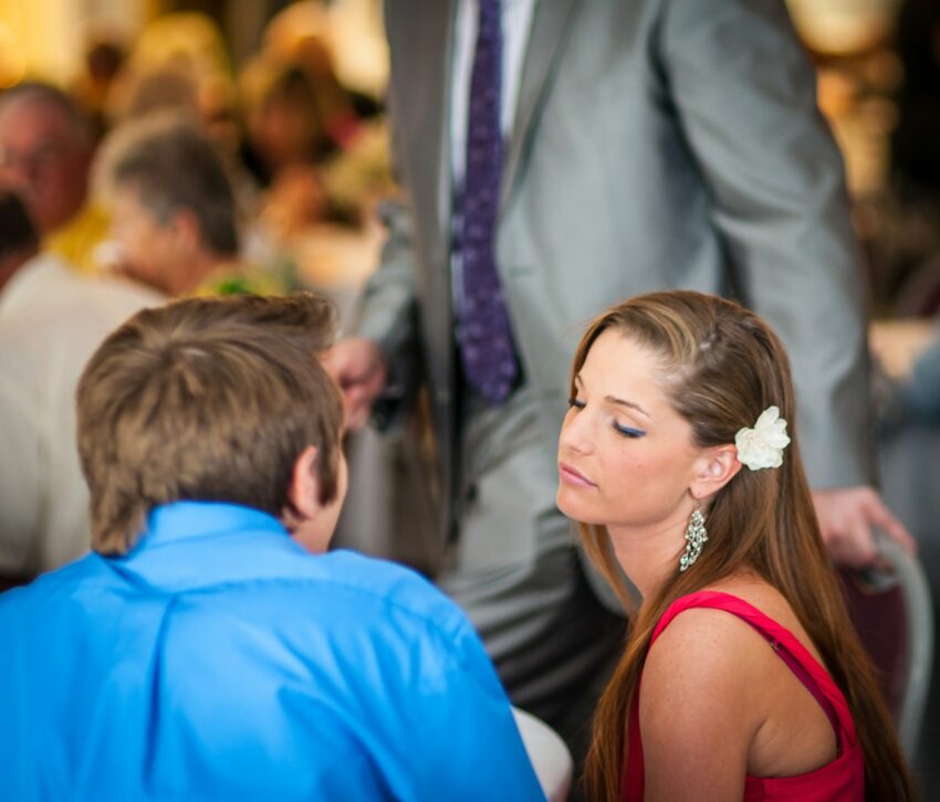 a person in a red dress