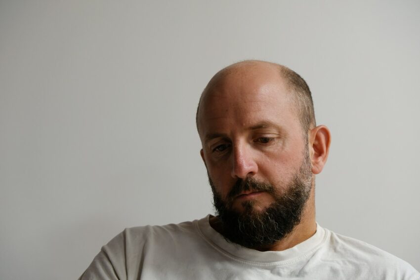 man wearing white top